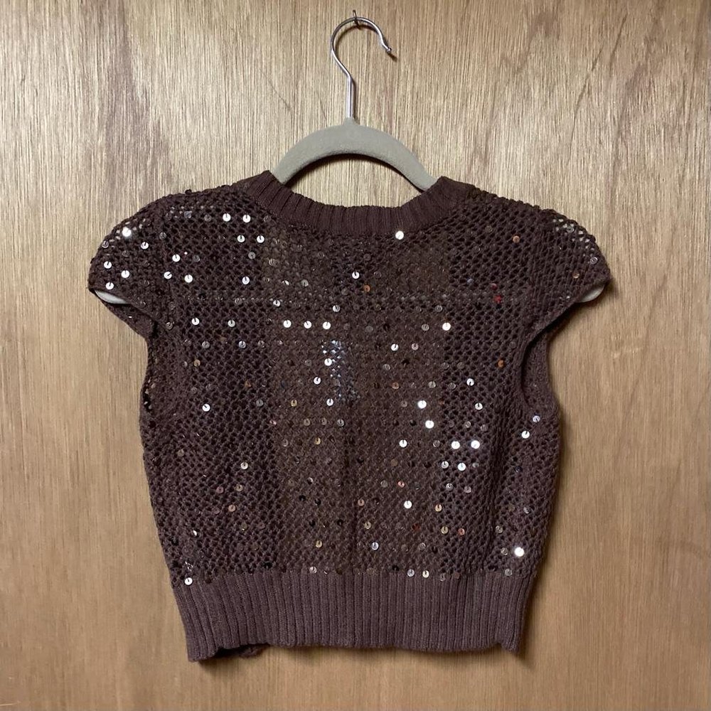 NWT Wet Seal Brown Knit Sequin Shrug Size S - Picture 3 of 5
